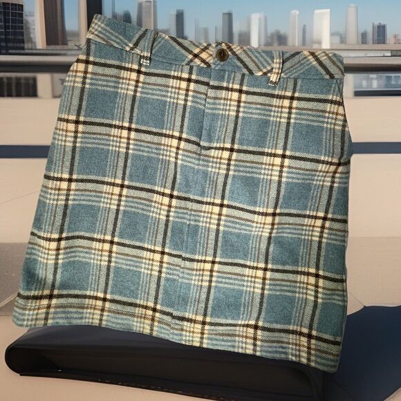 Eddie Bauer Blue Plaid Lined Wool Mini Skirt Womens 6P Clueless Prep School - Picture 1 of 10